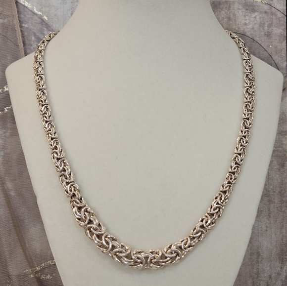 925 Sterling Silver Italy KA 1772 Byzantine Necklace 27 Grams